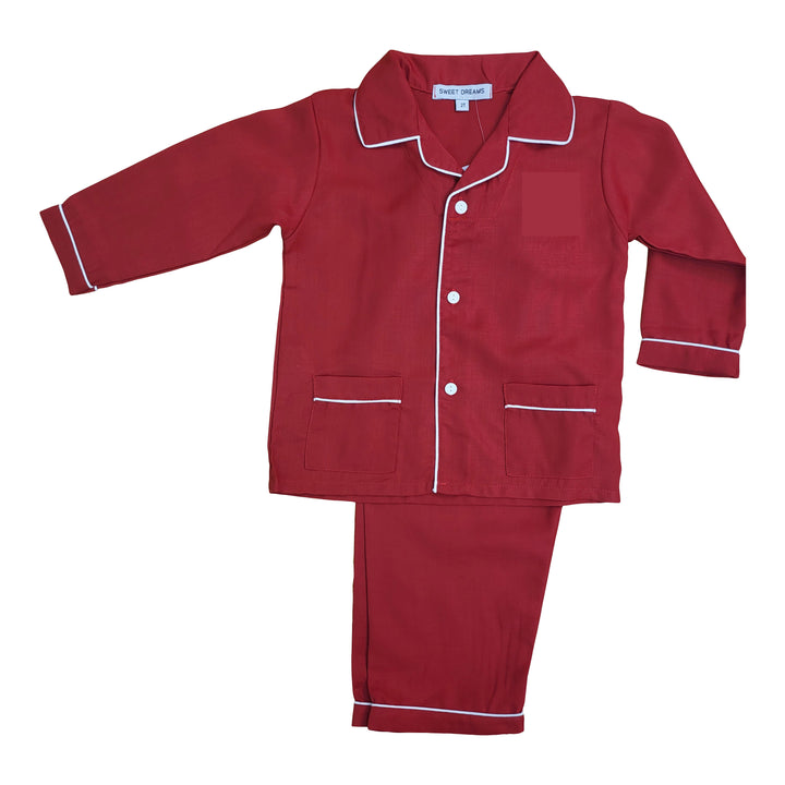 Red Pajama Set with White Trim