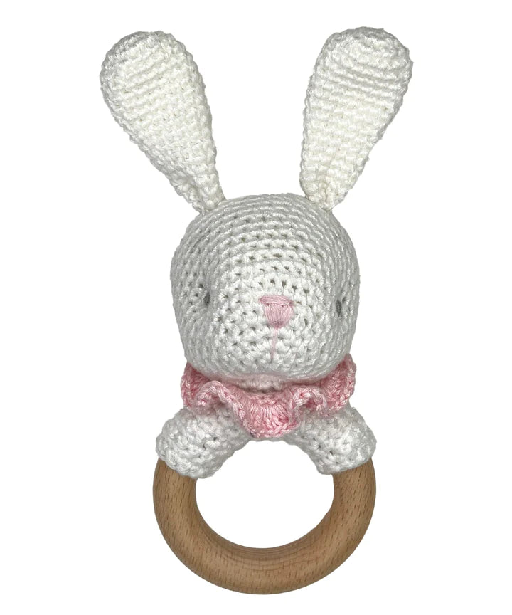 Organic Crochet Bunny Rattle - Pink