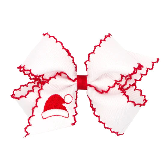 Girls Santa Hat Embroidered Bow