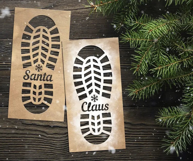 Santa Boot Print Stencil Christmas Decor Stencil