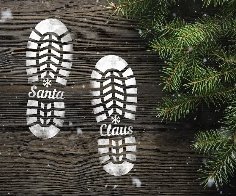 Santa Boot Print Wood Stencils, Christmas Morning Santa's Boot, Flour  Footprint Stencil for Santa Claus Feet, Reusable Santa Stencil 